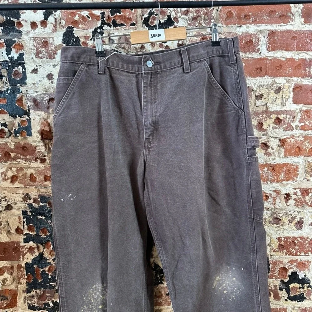 Carhartt B11 DKB Brown Washed Duck Canvas Carpenter Workwear Pants Mens 38x30